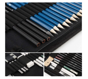 H & B 72-Piece Professional Art Pencil Supply Set, Sketchbook Sketch Kit,  Watercolor, Graphite, Metal, Charcoal Pencil Artist Beginner Adult Teen